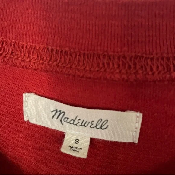 Madewell Rust Orange T-Shirt Embroidered Logo Tee Small Oversized Crop Boxy Y2K - Picture 4 of 6
